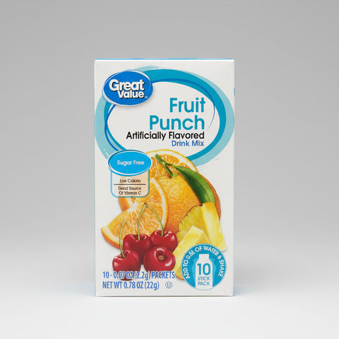 6 Boxes Great Value Fruit Punch Drink Mix .77 oz 10 Ct Sugar Free Juice Kool Aid