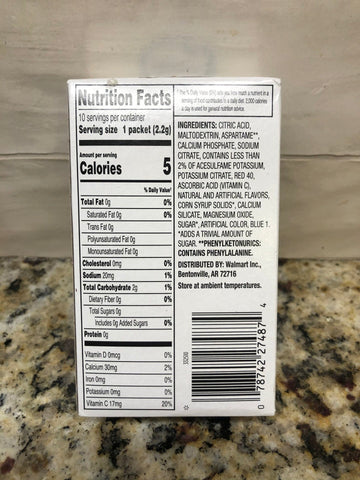 6 Boxes Great Value Fruit Punch Drink Mix .77 oz 10 Ct Sugar Free Juice Kool Aid