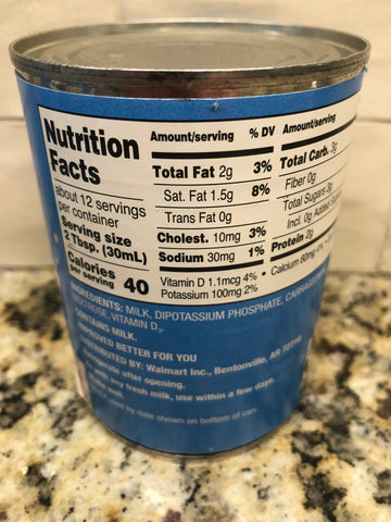 6 Cans Great Value Evaporated Milk 12 oz Can