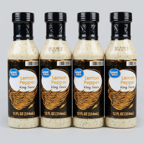 4 Bottles of Great Value Lemon Pepper Wing Sauce, 12 oz