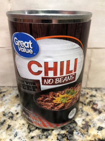 4 Cans of Great Value Chili No Beans, 15 oz