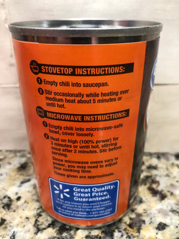 4 Cans of Great Value Chili No Beans, 15 oz