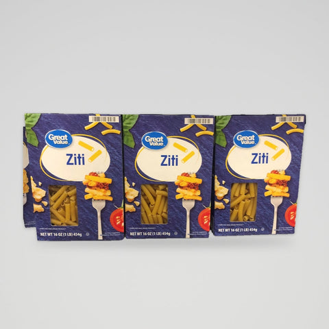 3 Boxes of Great Value Ziti Pasta, 16 oz