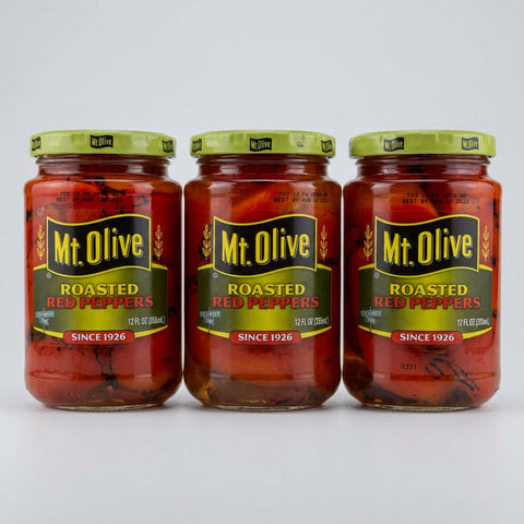3 Jars Mount Olive Roasted Red Peppers 12 oz