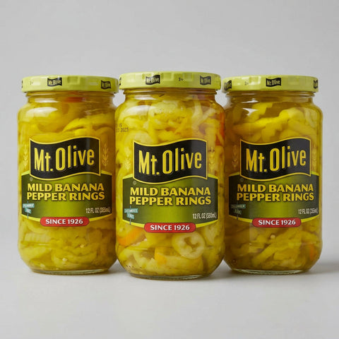 3 Jars of Mount Olive Mild Banana Pepper Rings, 12 oz
