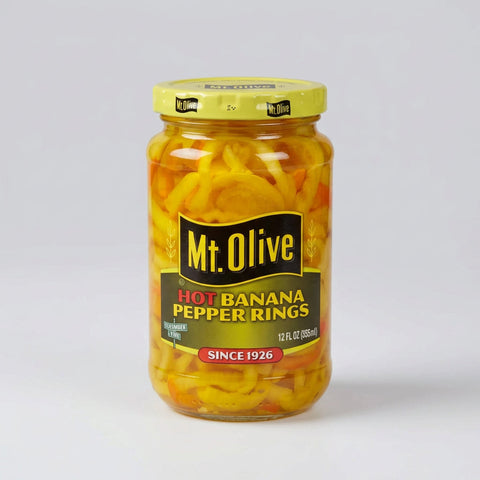 3 Jars of Mount Olive Hot Banana Pepper Rings, 12 oz