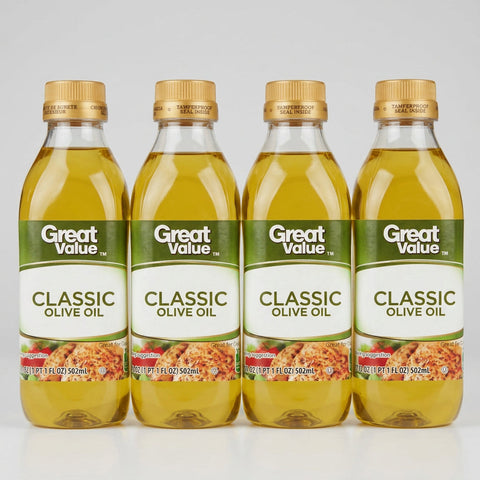 Four Bottles Great Value Classic Olive Oil 17 fl oz Bottle