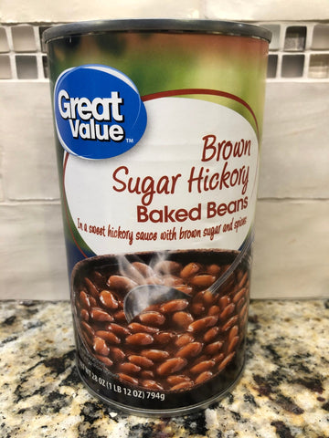 3 Cans of Great Value Brown Sugar Hickory Baked Beans, 28 oz