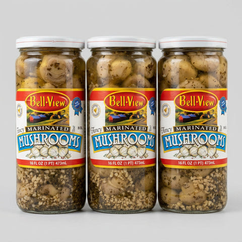 3 Jars Bell-View Fancy Marinated Mushrooms in Oil 16.0 fl oz