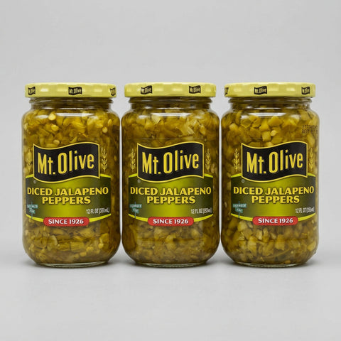 3 Jars Mount Olive Diced Jalapeno Peppers 12 oz