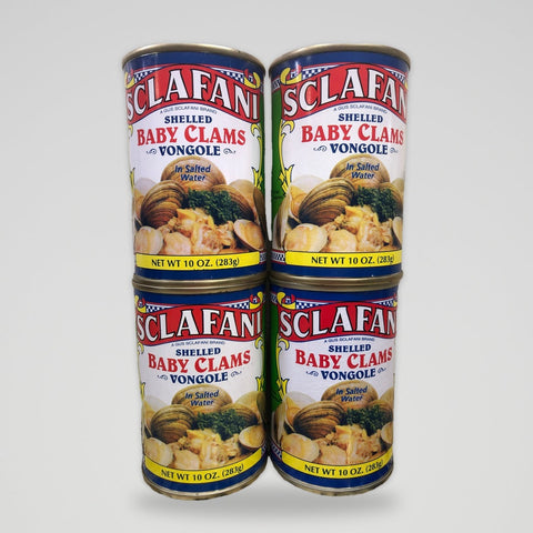 4 Cans of Sclafani Shelled Baby Clams in Salted Water Vongole, 10 oz