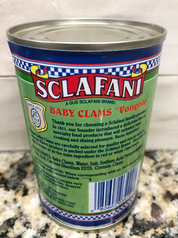 4 Cans of Sclafani Shelled Baby Clams in Salted Water Vongole, 10 oz