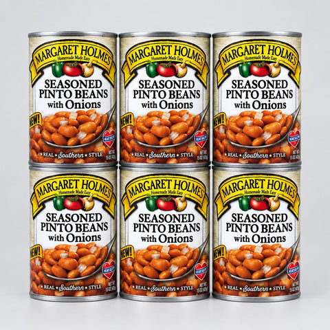 6 Cans of Margaret Holmes Seasoned Pinto Beans with Onions, 14.5 oz