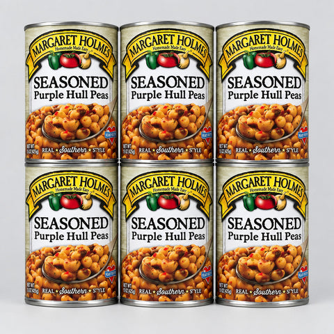 6 Cans of Margaret Holmes Southern Style Seasoned Purple Hull Peas, 15 oz