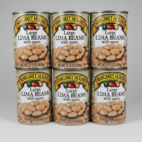 6 Cans of Margaret Holmes Southern Large Lima Beans with Sauce, 15 oz