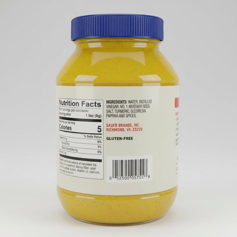 2 Jars of Sauer's Classic Yellow Mustard 32 Oz Sauce BBQ Hamburger Bottle