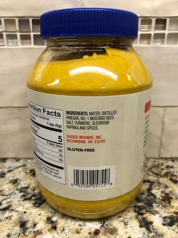 Jar of Sauer's Classic Yellow Mustard 32 Oz