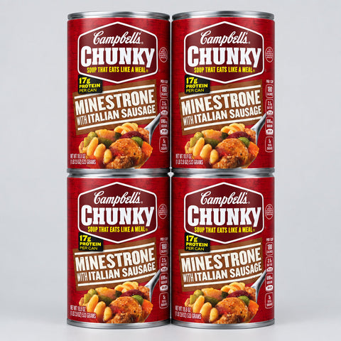 4 Cans of Campbell's Chunky Minestrone with Italian Sausage Soup, 18.8 oz