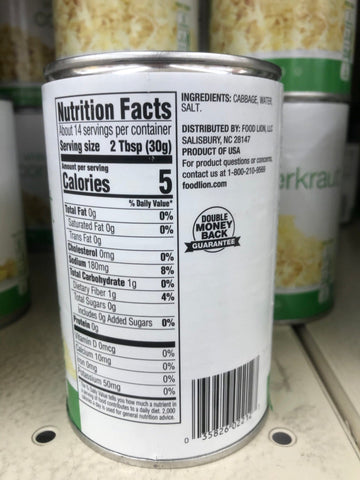 6 Cans of Food Lion Sauerkraut, 14.4 oz