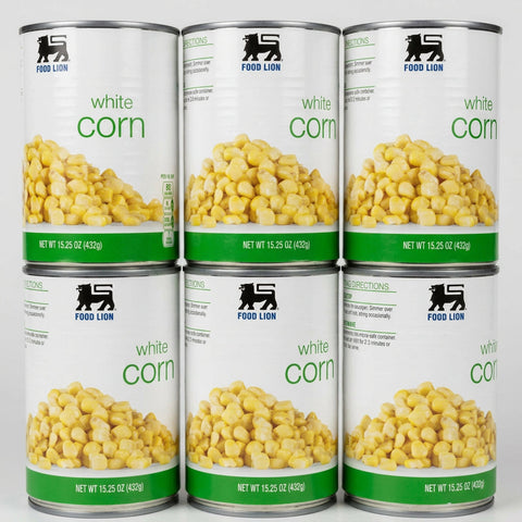 6 Cans of Food Lion White Corn, 15.25 oz