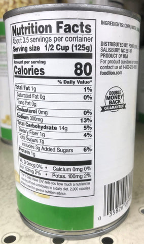 6 Cans of Food Lion White Corn, 15.25 oz