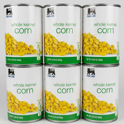 6 Cans of Food Lion Whole Kernel Corn, 15.25 oz
