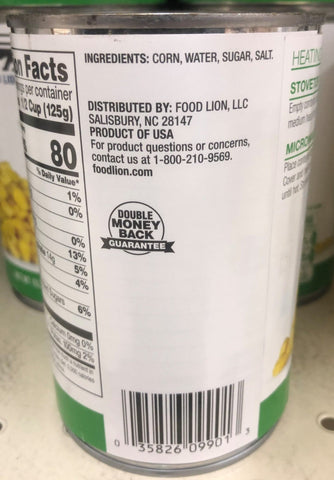 6 Cans of Food Lion Whole Kernel Corn, 15.25 oz