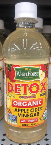 4 Bottles of White House Detox Organic Apple Cider Vinegar with Mother, 16 oz