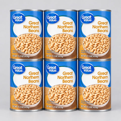 6 Cans of Great Value Great Northern Beans, 15.5 oz