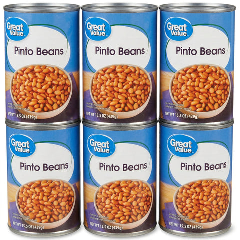 6 Cans of Great Value Pinto Beans, 15.5 oz