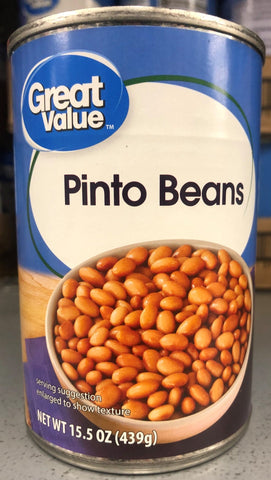 6 Cans of Great Value Pinto Beans, 15.5 oz