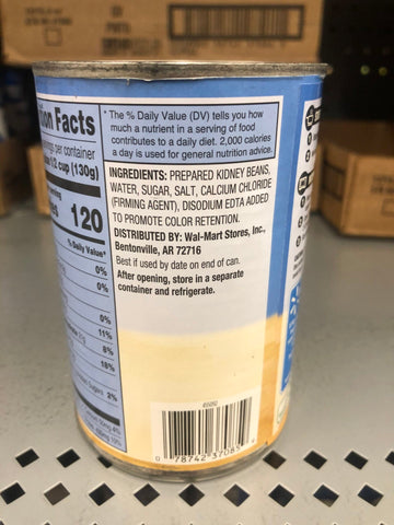 6 Cans of Great Value Dark Red Kidney Beans, 15.5 oz