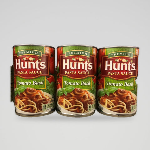 3 Cans of Hunt's Tomato Basil Spaghetti Pasta Sauce 100% Natural, 24 oz