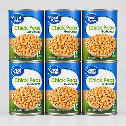 6 Cans of Great Value Garbanzos Chick Peas, 15.5 oz