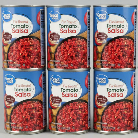 6 CANS Great Value Fire Roasted Tomato Salsa 14.5 oz Can Chip Dip jalapeño