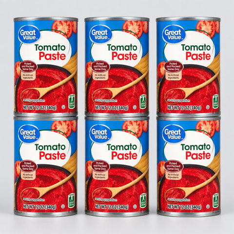 6 Cans of Great Value Tomato Paste, 12 oz