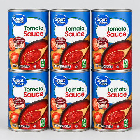 6 Cans of Great Value Tomato Sauce, 15 oz