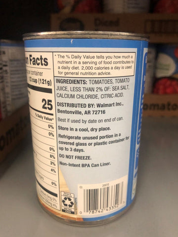 6 Cans of Great Value Diced Tomatoes In Tomato Juice, 14.5 oz