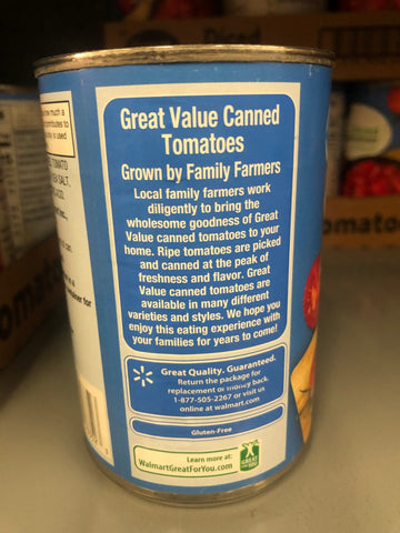 6 Cans of Great Value Diced Tomatoes In Tomato Juice, 14.5 oz