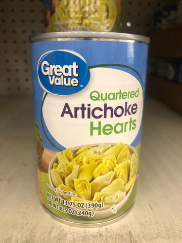 6 Cans of Great Value Quartered Artichoke Hearts, 13.75 oz