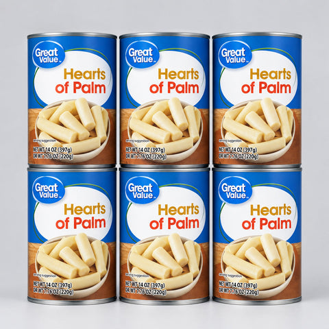 6 Cans Great Value Hearts of Palm 14 oz Can