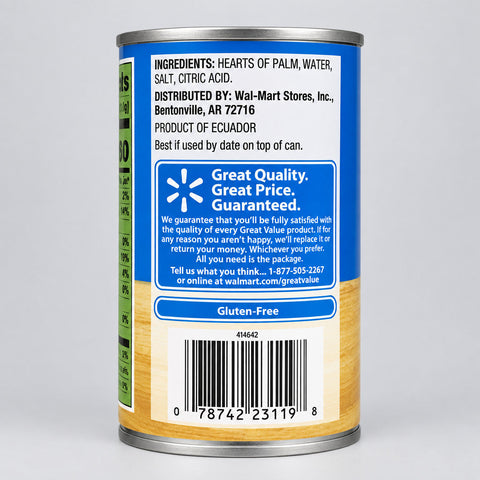 6 Cans Great Value Hearts of Palm 14 oz Can