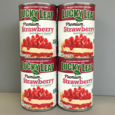 4 CANS Lucky Leaf Premium Strawberry Fruit Filling & Topping 21 oz Can Pie