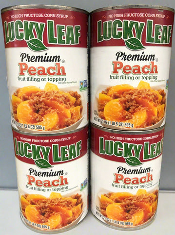 4 CANS Lucky Leaf Premium Peach Fruit Filling & Topping 21 oz Can Pie Pastry