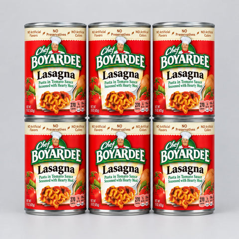 6 Cans of Chef Boyardee Beef Lasagna in Tomato Sauce Pasta, 15 oz