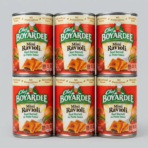 6 Cans of Chef Boyardee Beef Mini Ravioli in Tomato Sauce, 15 oz