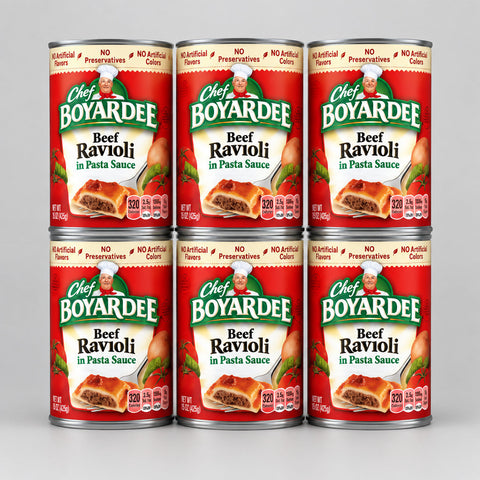 6 Cans of Chef Boyardee Beef Ravioli in Tomato Sauce, 15 oz