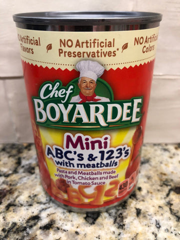 6 Cans Chef Boyardee Mini ABC's and 123's with Meatballs 15 Oz Can