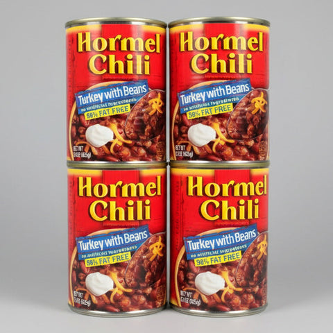 4 CANS Hormel Chili Turkey with Beans 15 oz Hamburger Sauce Hot Dog