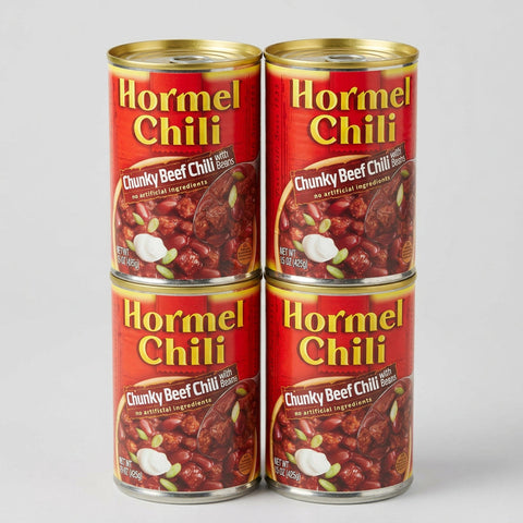 4 Cans of Hormel Chili Chunky Beef with Beans, 15 oz